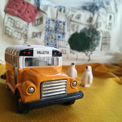 Close-up of toy car on table