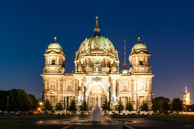 View of cathedral against sky at night