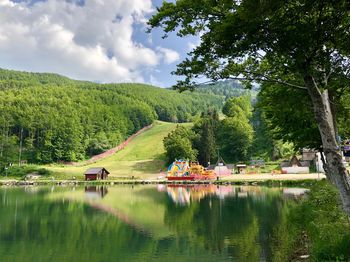 Scenic view of lake against sky