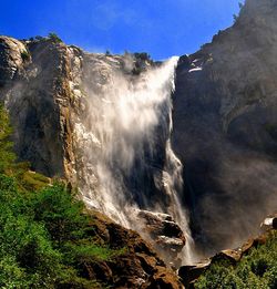 Low angle view of waterfall