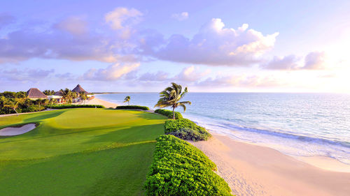 Scenic view of beach against sky