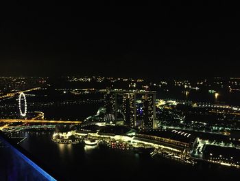 Aerial view of city at night