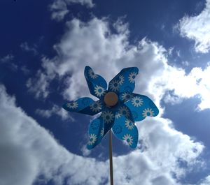 Low angle view of toy against sky