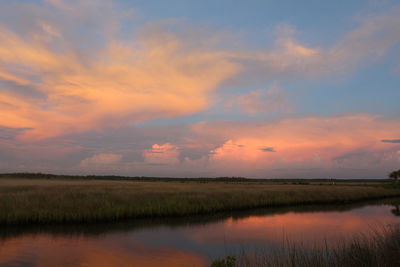 Scenic view of landscape at sunset