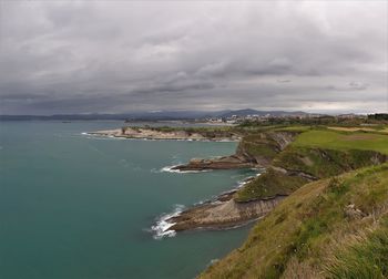 High angle view of sea against sky