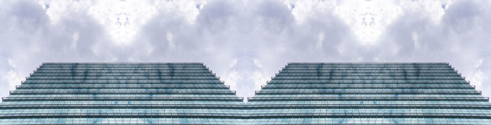 Low angle view of modern building against sky