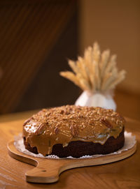 Close-up of cake on table