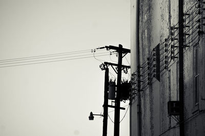 Low angle view of cables against clear sky