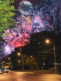 Firework display at night