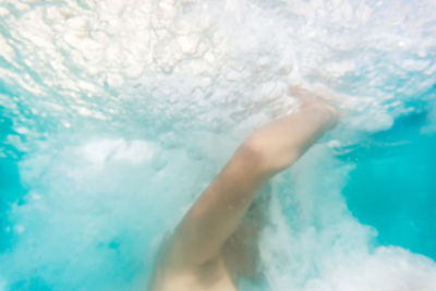 High angle view of person swimming in pool