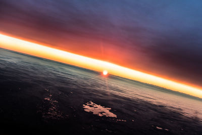 Scenic view of sea at sunset
