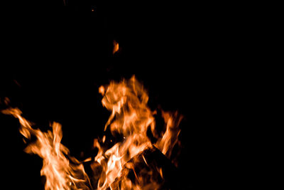 Close-up of bonfire at night