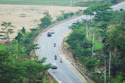 High angle view of traffic on road