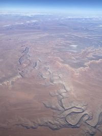 High angle view of land against sky