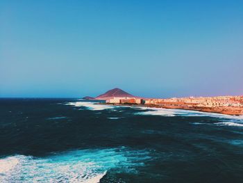 Scenic view of sea against clear sky