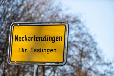 Close-up of road sign