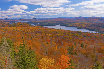 Scenic view of lake against sky during autumn