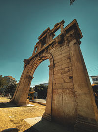 Low angle view of the arch of hadrian