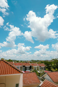 High angle view of townscape against sky