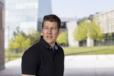 Close-up of mature man looking away