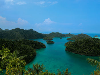 Scenic view of sea against sky in raja ampat, indonesia