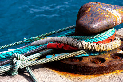 Close-up of rope on boat