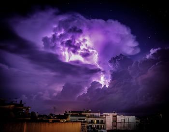 Panoramic view of storm clouds over city