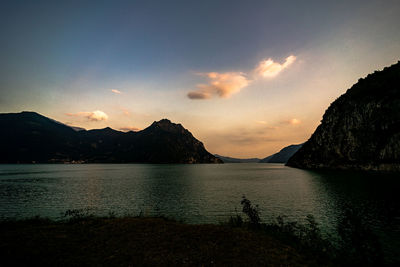 Scenic view of sea against sky during sunset