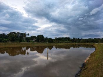 Scenic view of lake against sky