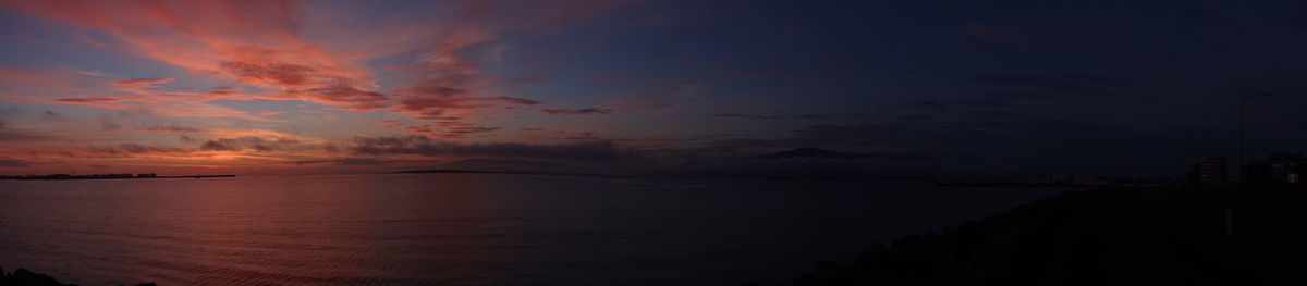 Scenic view of sea against sky at sunset