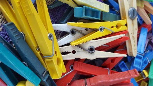 Detail shot of colorful pegs