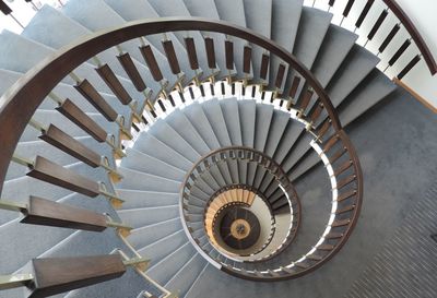 High angle view of spiral stairs