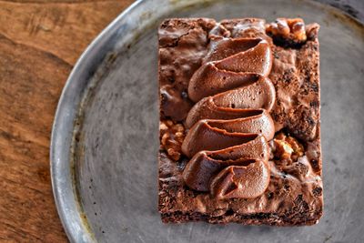 Directly above shot of chocolate cake on table