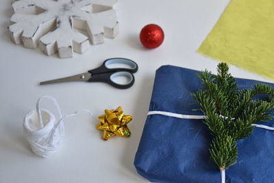 High angle view of decoration on table