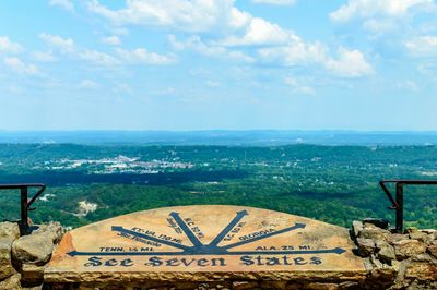 Information sign against clear sky