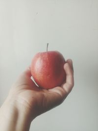 Close-up of hand holding apple