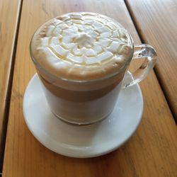 High angle view of coffee on table