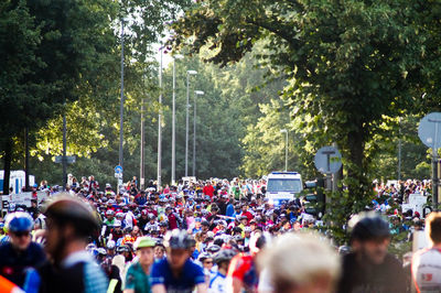 High angle view of people in park