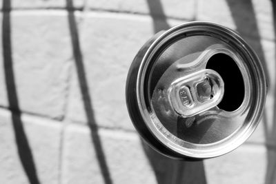 High angle view of beer glass