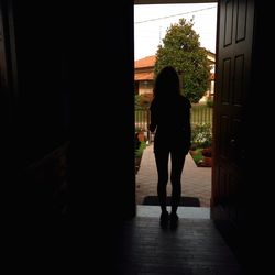 Rear view of woman standing in park