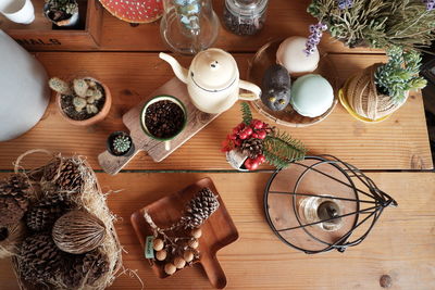 High angle view of food on table