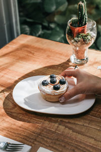 Close-up of dessert in plate on table