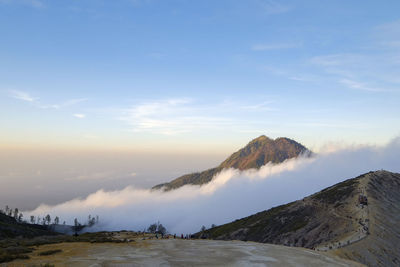 Scenic view of land against sky during sunset