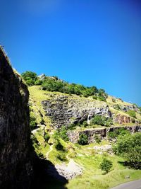 Scenic view of landscape against clear blue sky