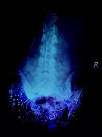 Illuminated ferris wheel at night