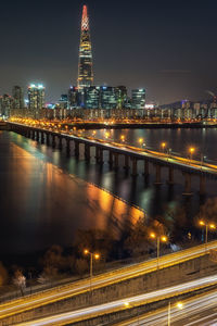 Illuminated city at night