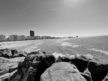 Scenic view of sea against clear sky