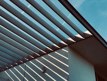 Low angle view of modern built structure against sky