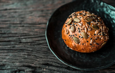 High angle view of bread on table