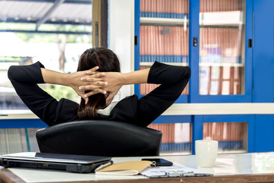 Woman working on table